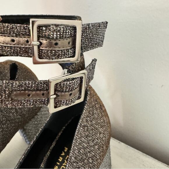Saint Laurent Metallic Babies Double Ankle Strap Heel 38.5 - Picture 12 of 13